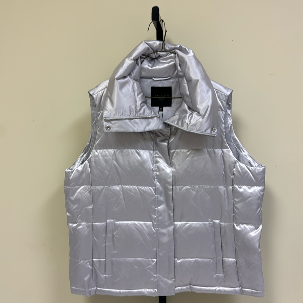 Plus size Talbots silver, quilted winter vest
